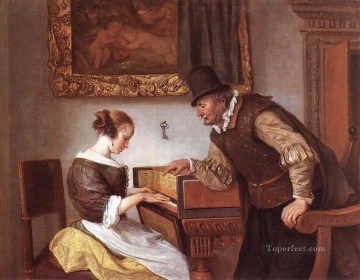 ヤン・ステーン Painting - チェンバロのレッスン オランダの風俗画家ヤン・ステーン